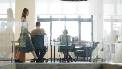 business, people and corporate concept - team of startuppers working at office