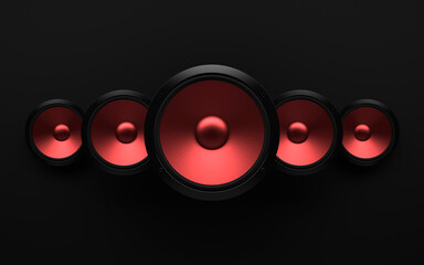 abstract sound speaker with dynamic bass waves - 3D Illustration