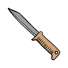 Knife icon. Colored contour silhouette. Side view. Vector flat graphic hand drawn illustration. The isolated object on a white background. Isolate.