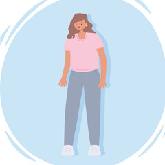 young woman wearing casual clothes standing icon design