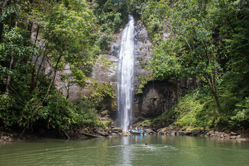 waterfall in the jungle of bahia malaga, colombia