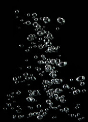 Bubble soda and white oxygen air, in underwater clear liquid with bubbles flowing up on the water...