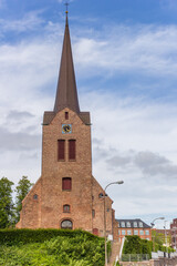 Fototapeta na wymiar Tower of the Marie church in historic city Sonderborg, Denmark