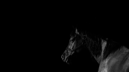 Fototapeta na wymiar Horses on black background