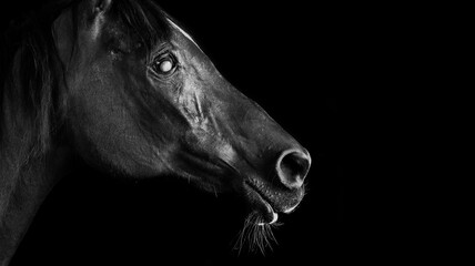 Horses on black background