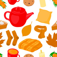 Seamless pattern Hygge autumn vector illustration