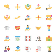 Care and Charity Flat Icons 