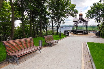 Bench in the summer park