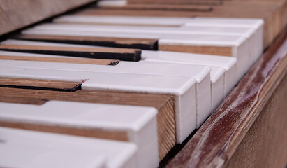 Old piano in the park for everyone to play