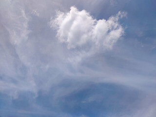White clouds and blue sky. Sunny climate.Nature. Daylight.