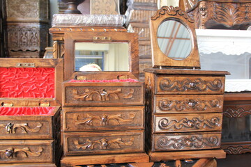 beautiful hand carved wooden crate