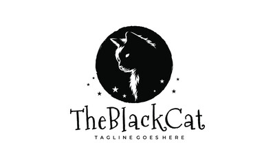 Black Cat Logo Vector Template