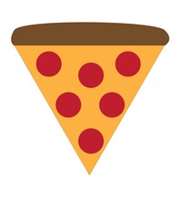 Cartoon like slice of pizza with red circles for pieces of pepperoni. Great for use as a lunch, snack, or food icon in early education, special education, or homeschooling.