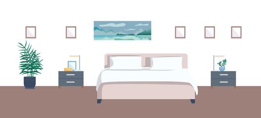 Empty bedroom flat color vector illustration
