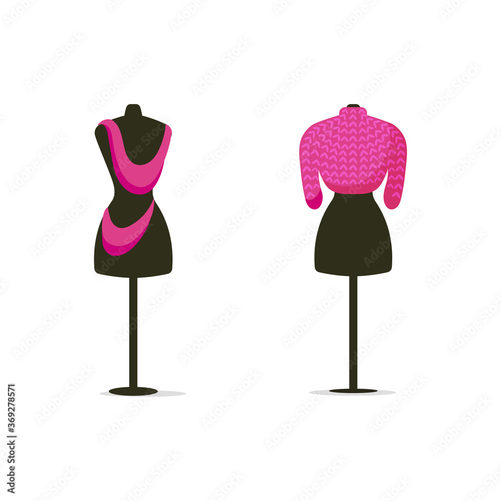 Poster mannequin flat color vector objects set