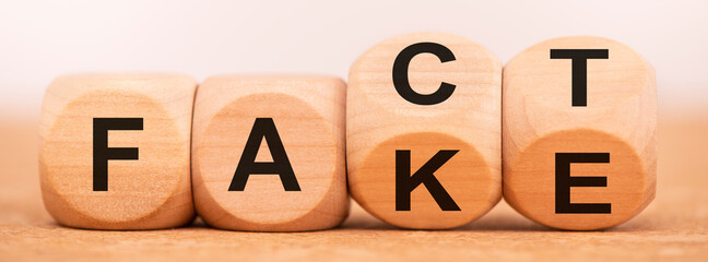 fact and fake news written on cubes