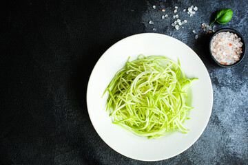 zucchini salad spaghetti vegetable snack food background top view copy space for text organic eating healthy keto or paleo diet raw