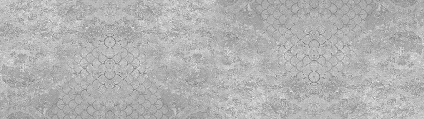 Old gray vintage shabby patchwork tiles stone concrete cement wall texture background banner