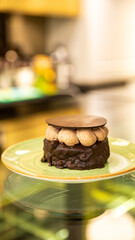 Beautiful chocolate cake close up