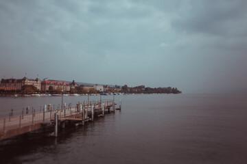 Sunset over the river harbour 