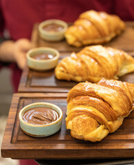 Croissant with chocolate cream