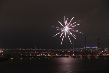 아름다운 밤하늘의 불꽃놀이