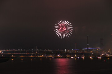 아름다운 밤하늘의 불꽃놀이