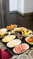 Breakfast food on the plate at a restaurant