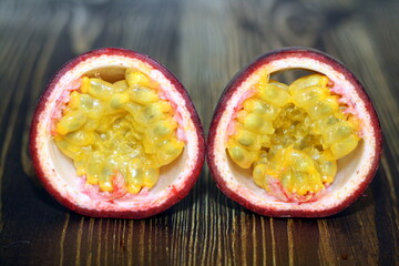 Passiflora fruit photographed under various lighting conditions.
