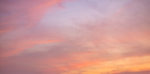 Naklejka na ściany i meble Colorful cloud sky sunset. Gradient color. Sky texture, abstract nature panoramic view background