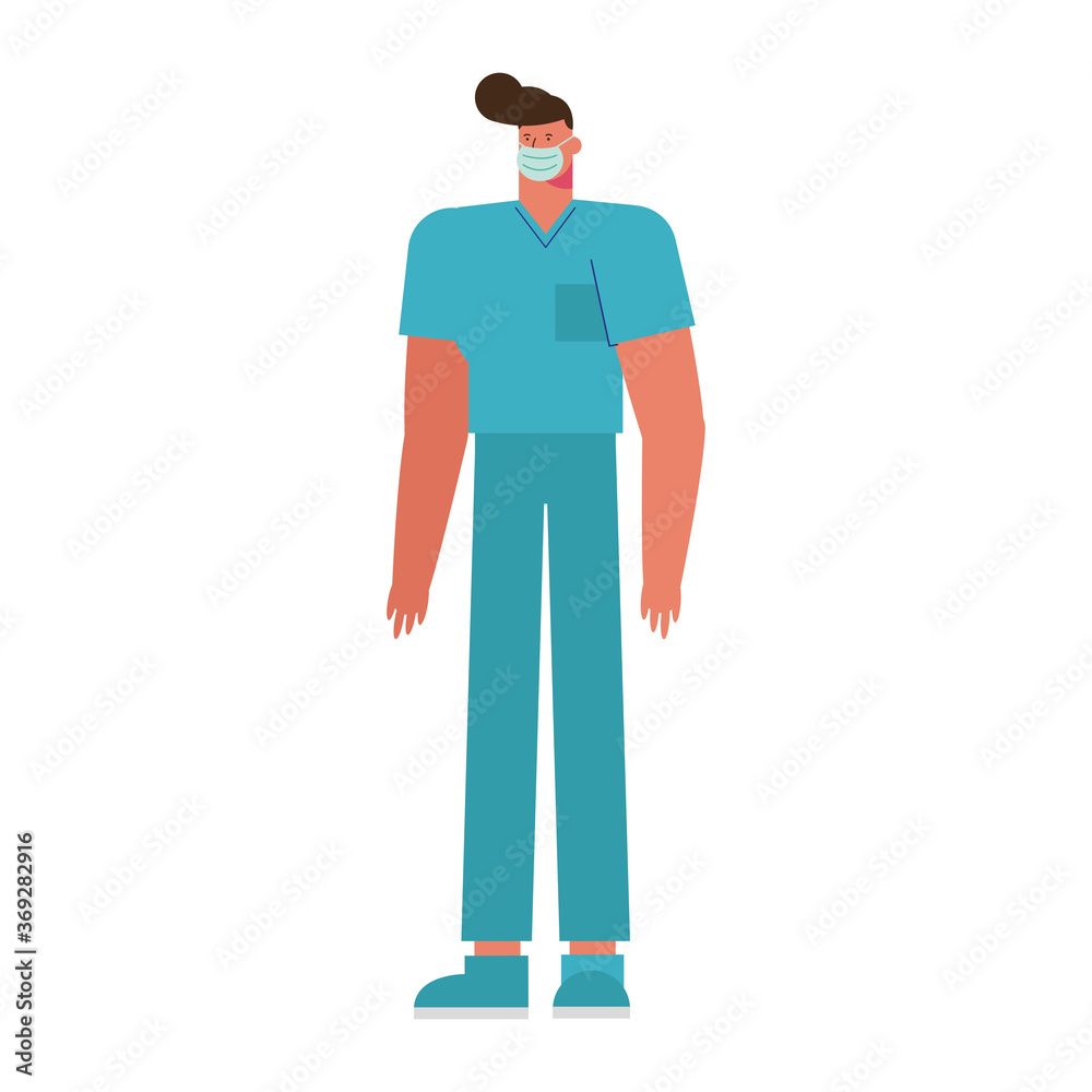 Sticker professional surgeon wearing medical mask