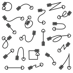Abstract Set Black Collection Hand Drawn Different Arrows Elements Vector Design Sketch Style Doodle Line Brush Icons
