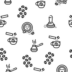 Coffee Energy Drink Seamless Pattern Vector Thin Line. Illustrations