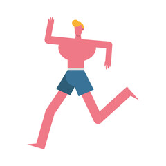 young man wearing swimsuit running character