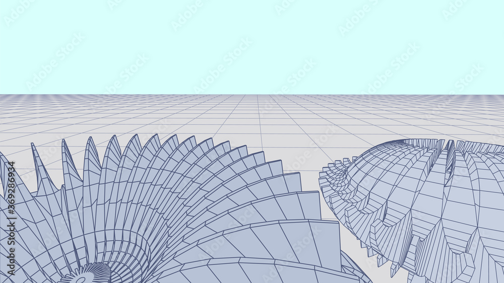 Aufkleber Abstract technology background with gears or cog wheels scheme or blueprint in perspective view