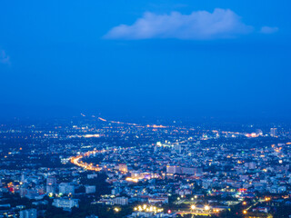 aerial view of the city at night