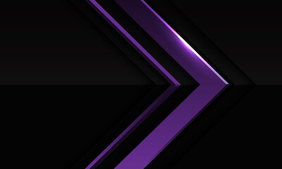 Obraz premium Abstract violet metallic arrow direction in dark grey with blank space design modern futuristic background vector illustration.