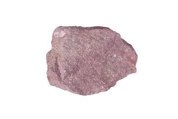 A piece of red sandstone sedimentary rock isolated on a white background.