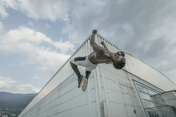 Athletic black man during the training.