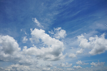 blue sky with white clouds	.