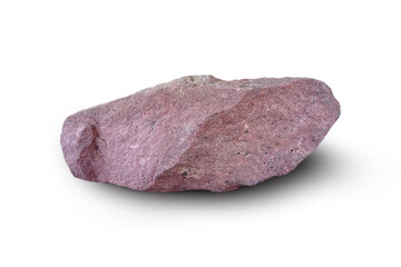 red sandstone rock on a white background.