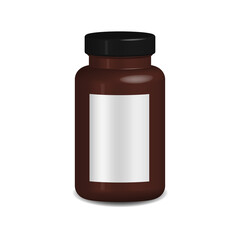 3D render brown medicine jar with empty label