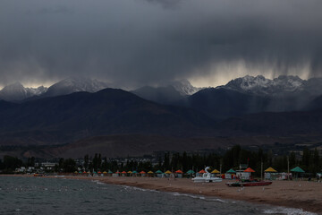 Panoramic view of the snow-capped mountains