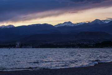 Panoramic view of the snow-capped mountains
