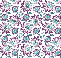 Colorful wedding card design, paisley floral pattern , India	