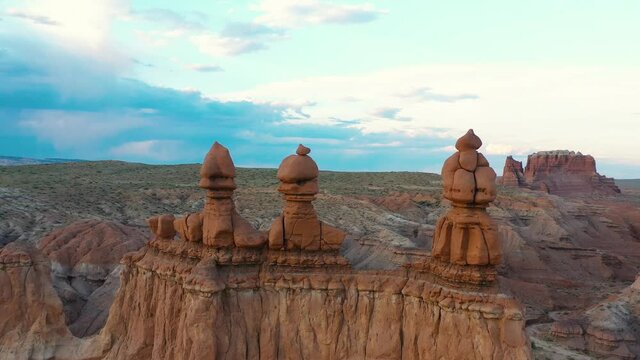 Aerial view of unique hoodoo rocks in southern Utah
