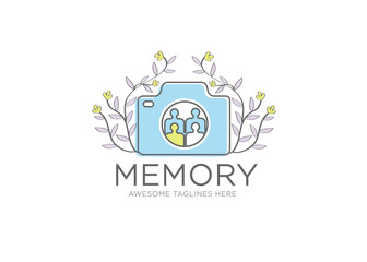 happy family photo album with simple color floral background vector 