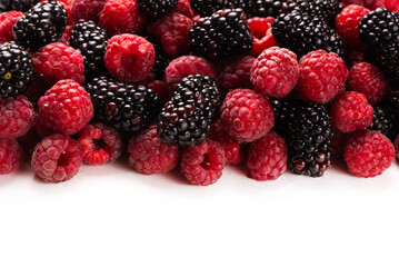 Tasty raspberry and blackberry background.