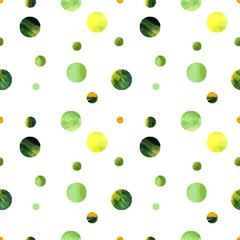 Seamless pattern with painted polka dot. Hand drawn illustration
