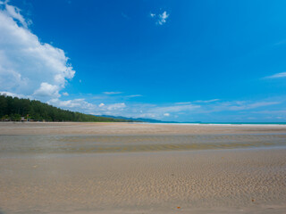 Shallow small river in shoaling beach
